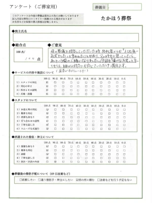 たかほう葬祭で葬儀を行なった写真