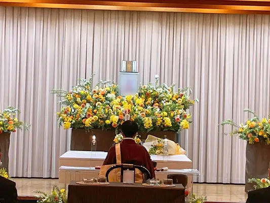 臨海斎場で葬儀を行なった写真