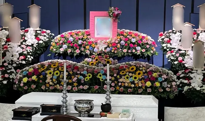 花式典で葬儀を行なった写真