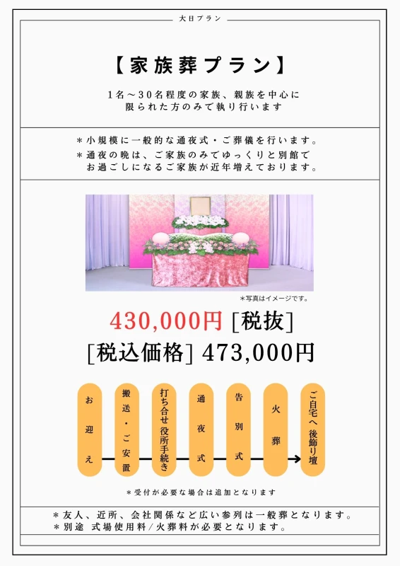 家族葬通常プラン