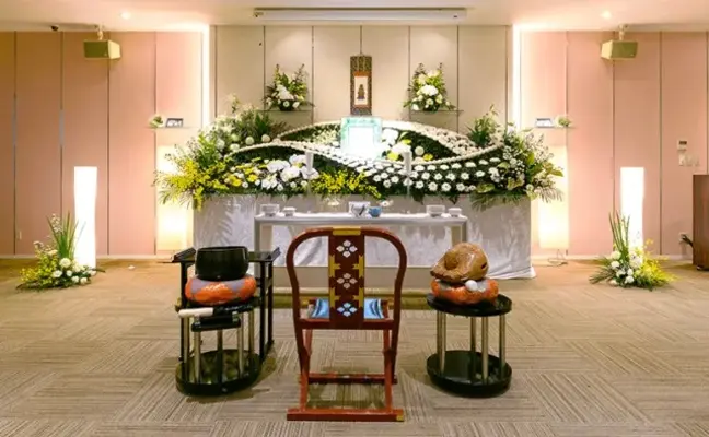 天国社（姪浜会館）で葬儀を行なった写真
