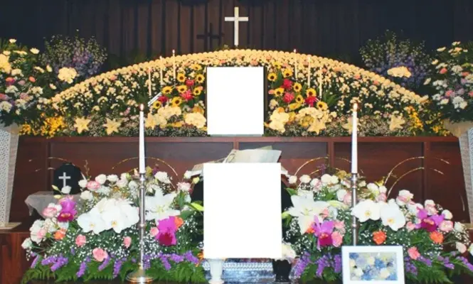 天国社（姪浜会館）で葬儀を行なった写真