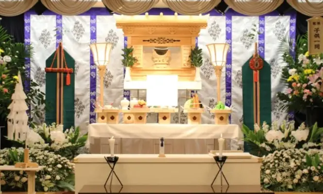 天国社（姪浜会館）で葬儀を行なった写真