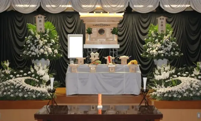 天国社（姪浜会館）で葬儀を行なった写真