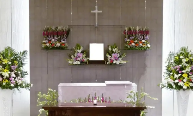 天国社（姪浜会館）で葬儀を行なった写真