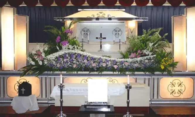 天国社（姪浜会館）で葬儀を行なった写真