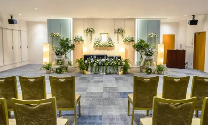 天国社（姪浜会館）で葬儀を行なった写真