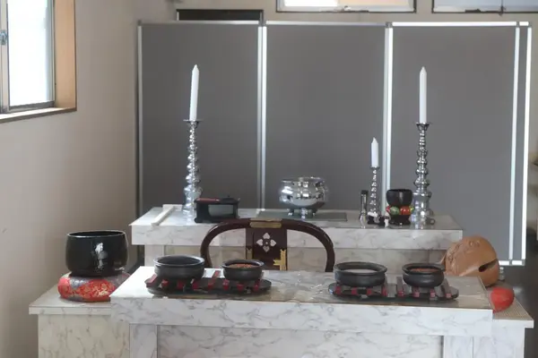 家族葬のパティオで葬儀を行なった写真