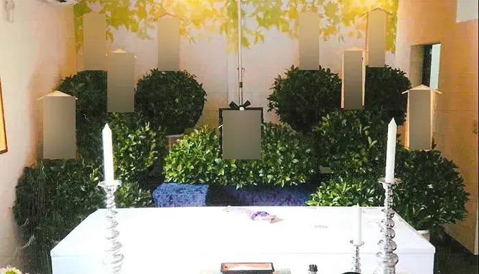 家族葬のパティオで葬儀を行なった写真