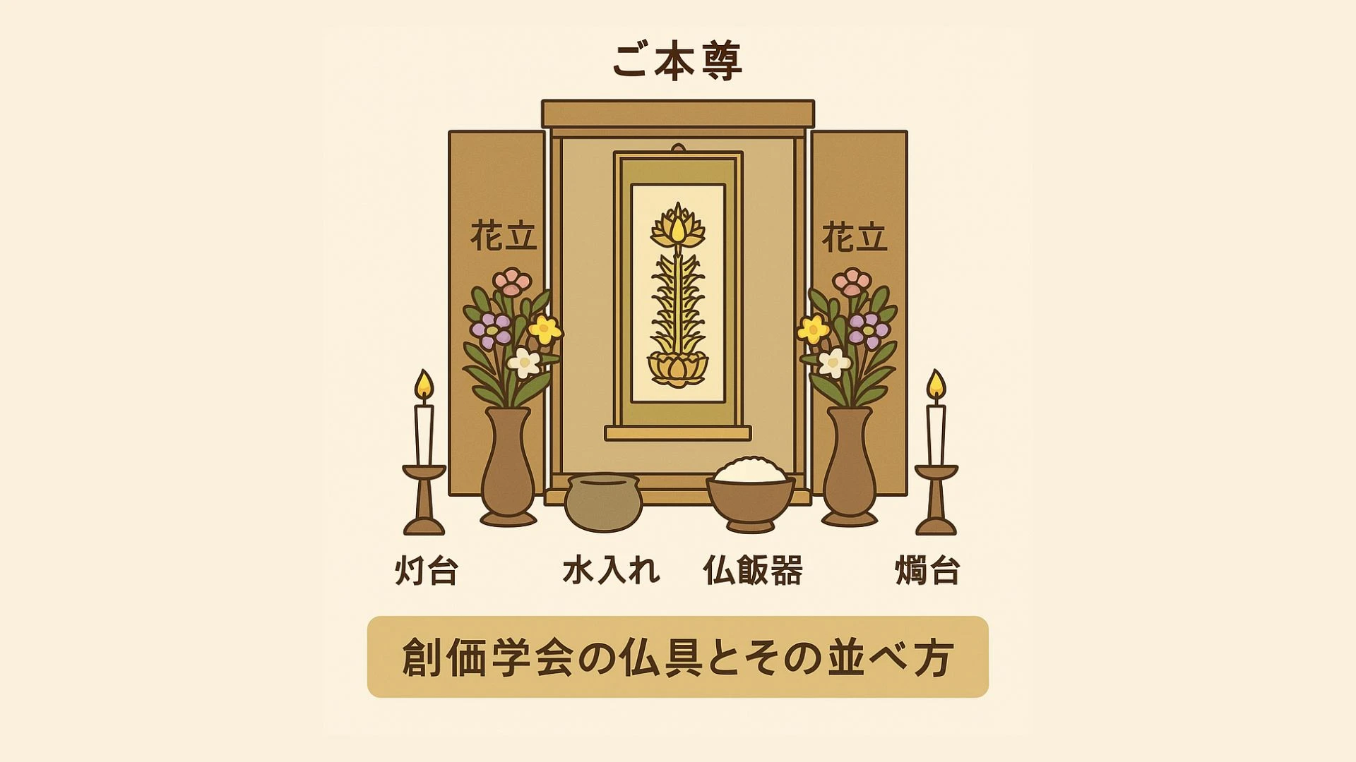 創価学会の仏具とその並べ方【図解付き】